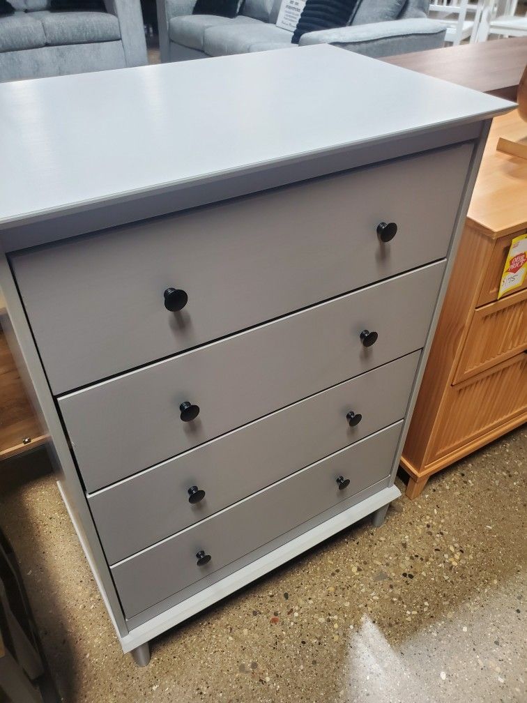 Mid Century Modern Style Gray 5 Drawer Chest (New)