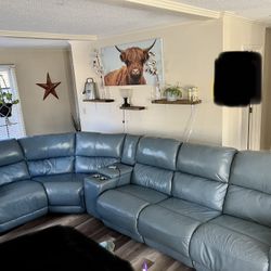 Genuine Leather Sectional Power Recliner Sofa