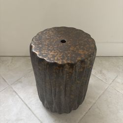 Ceramic Oxidized Copper Modern Sculptural Accent Stool / Side of Table