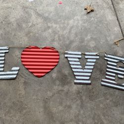 New Large Galvenized Metal Letters For Valentines Day Saying Love, Garland Type Of Hanging