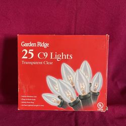 Christmas String Lights Clear White C9 Plug-In Outdoor 24-ft 25-Count