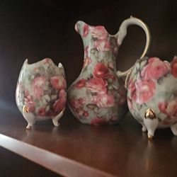 Pitcher with 2 eggs with gold hand painted rare