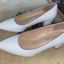 White Heels ( Size 6)    &  Rhinestone Decor Chunky Heeled Pumps Size (7) 