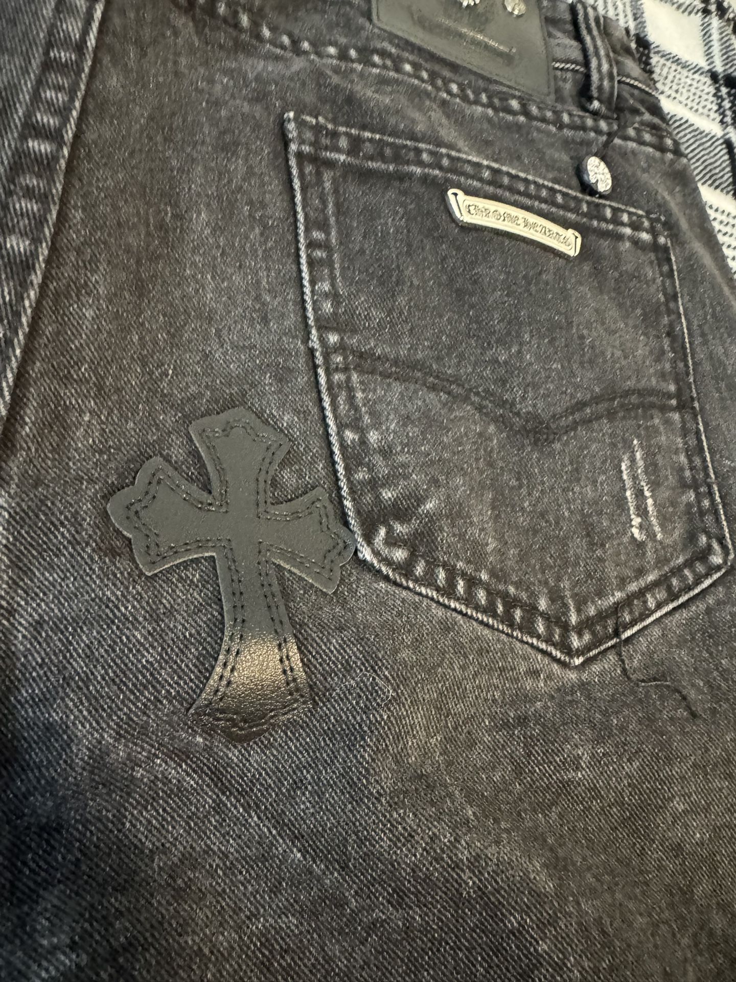 Custom Chrome Hearts Black With Black Crosses Size 36