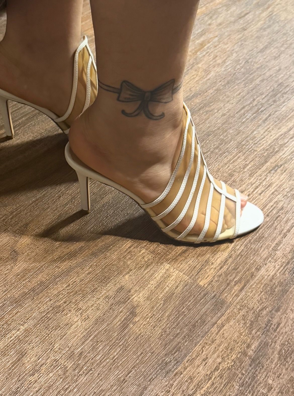 INC white clear heels
