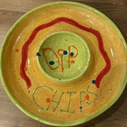 Funky Yellow Green Chip And Dip Platter 