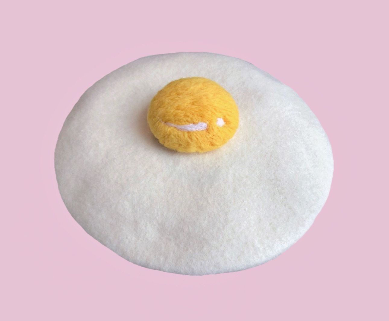 NWT Handmade Fried Egg Wool Winter Beret Hat 1 Size