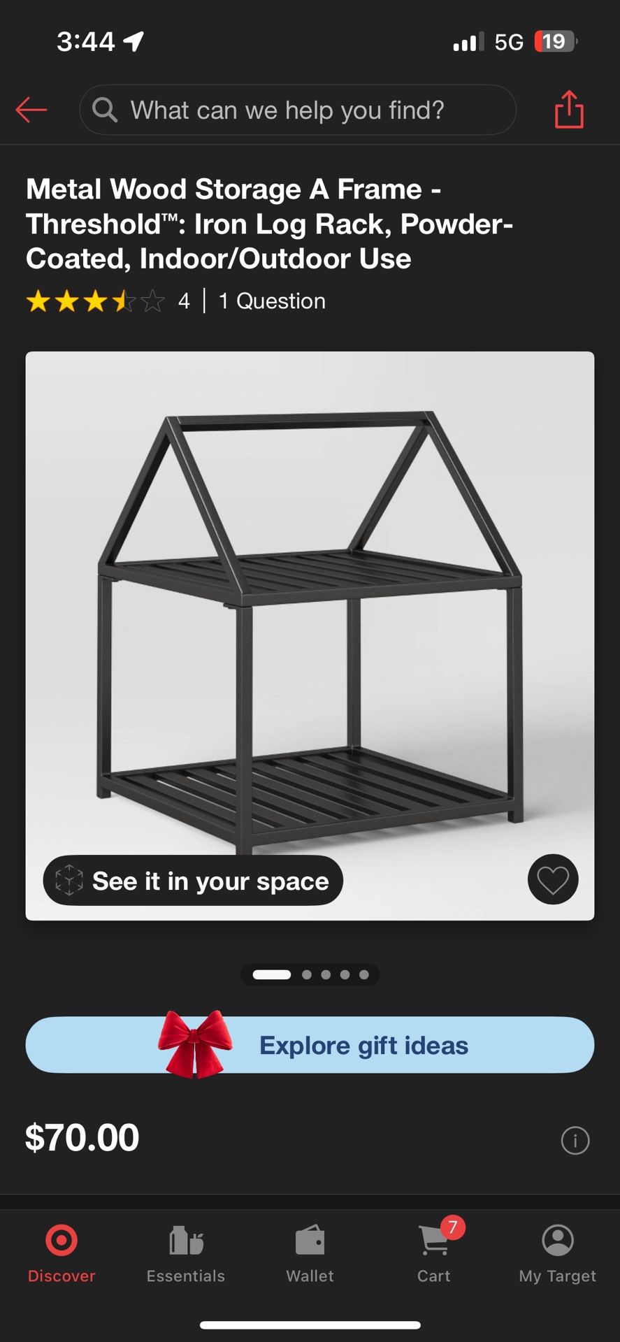 Metal Wood Storage A Frame - Threshold™: Iron Log Rack, Powder-Coated, Indoor/Outdoor Use