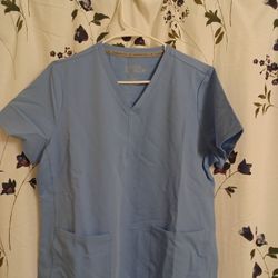 Fabletics Womens 2-Pocket Scrub Top Size XL Light Blue NWOT 