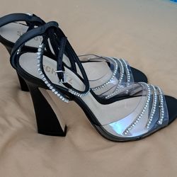 SHUTZ Rowenanh Women's Embellished Ankle Strap High Heels Sandals Size 8