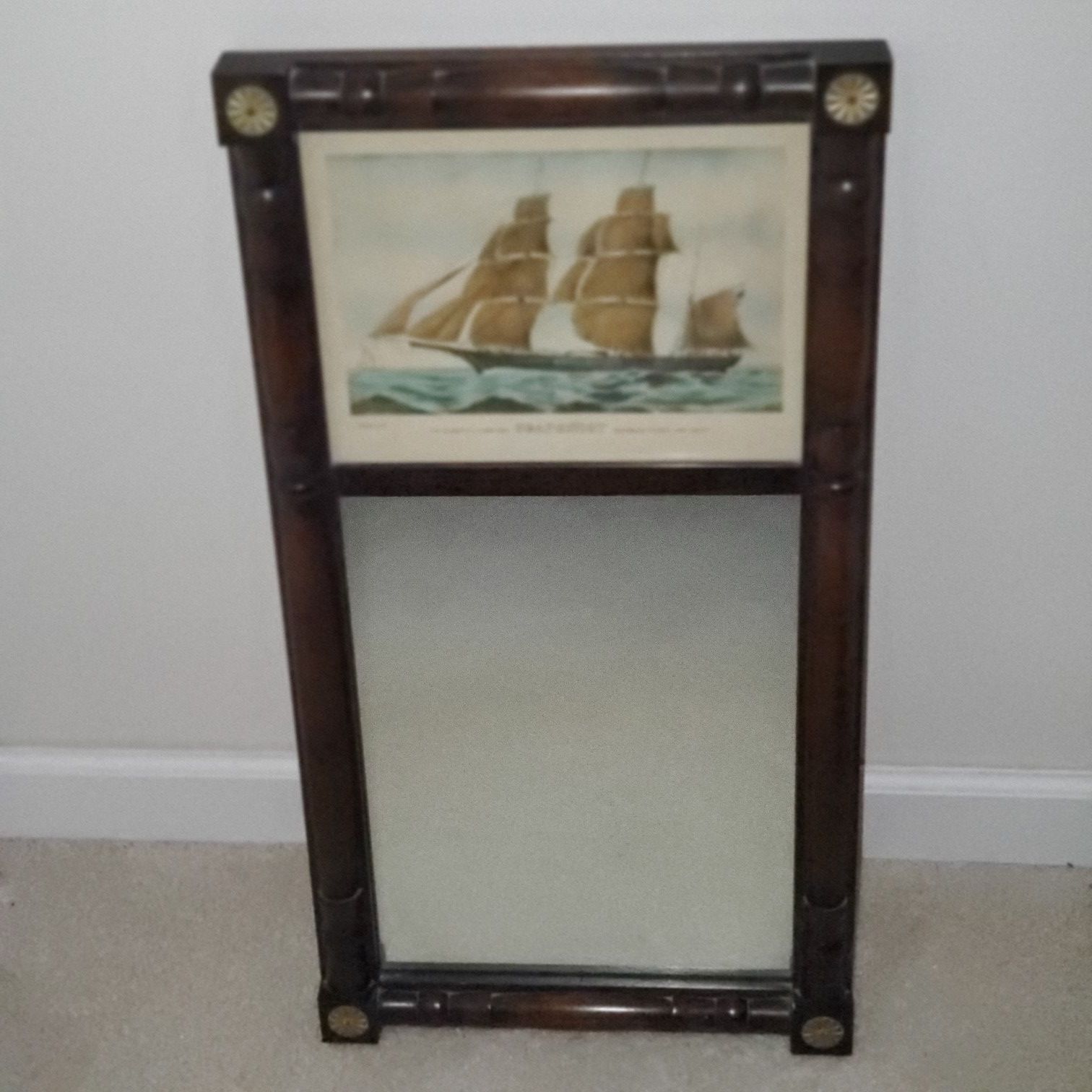 >>Antique Wall Art & Mirror with Beautiful Carved Wood Frame & Gold Accents