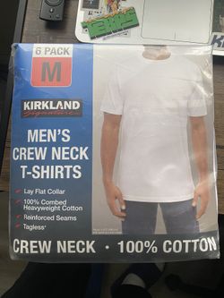 Kirkland Mens Crew Neck White T Shirts Men Size M 6 Pack