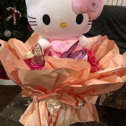 Ramo De Flores Eternas Con Hello Kitty $55 Esta Grande 