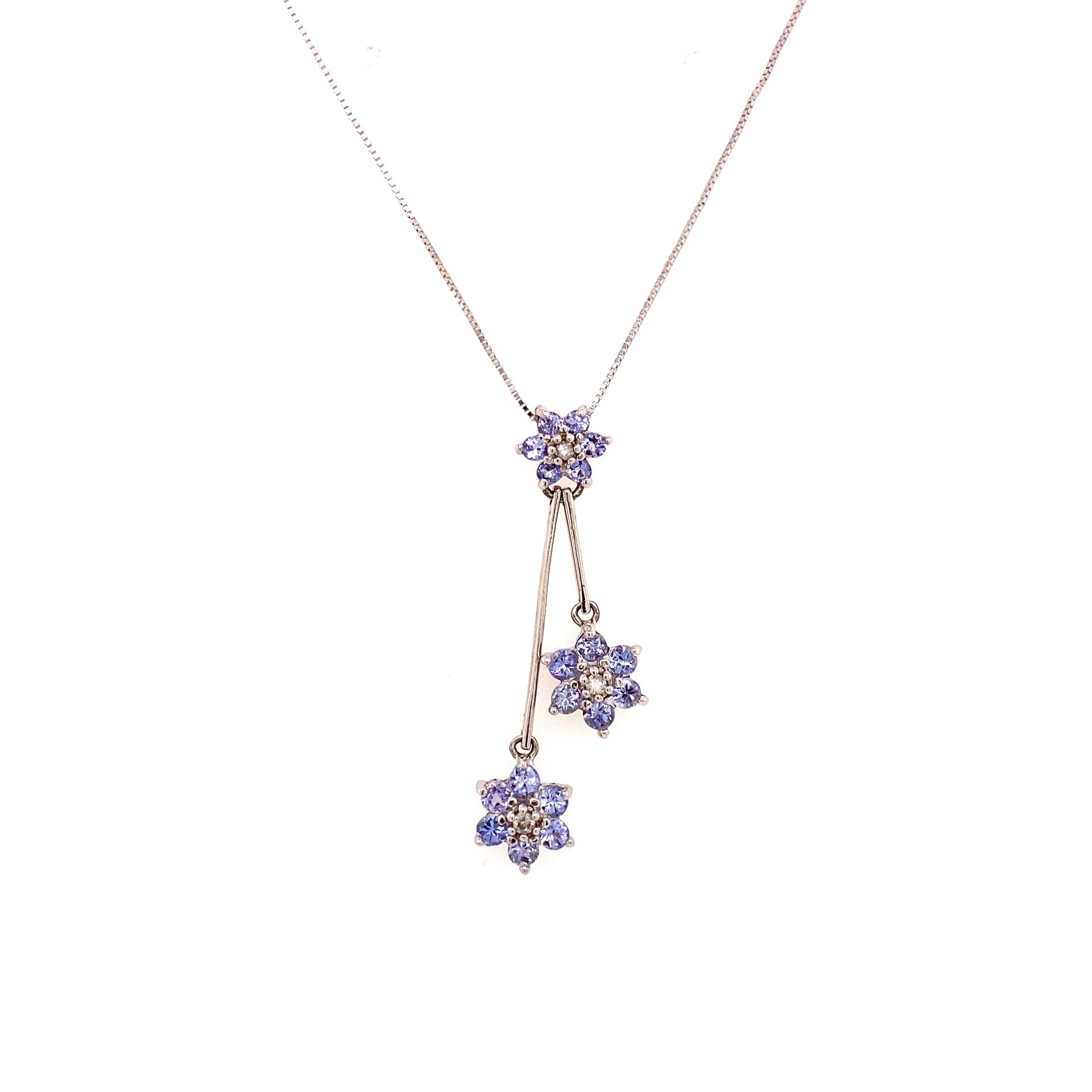 10k 3-Flower Tanzanite Necklace