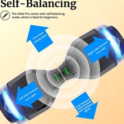 GLIDE PRO Bluetooth Hoverboard, 6.5" Wheels and 7 Colors Lights Self Balancing Scooters for 44-176lbs Kids Adults Silver