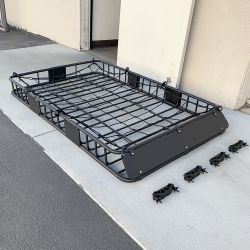$130 (New) Roof basket and cargo net (set) 64x39” car top carrier luggage holder 150lbs max 