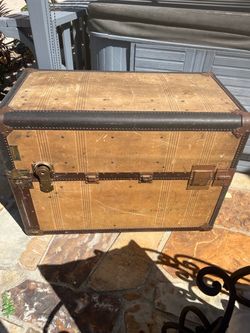 Vintage Steamer Trunk with Metal Hardware