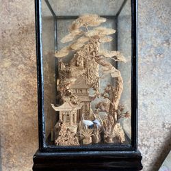 Chinese Cork Art Diorama Storks 1999’s Vintage China Town San Francisco