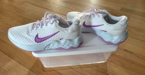 Nike White and Purple Running Sneakers Size 8