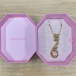 SWAROVSKI Gold Chain Pink Crystal Necklace