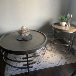 Cocktail Table with Round End Table, 2 piece Set 