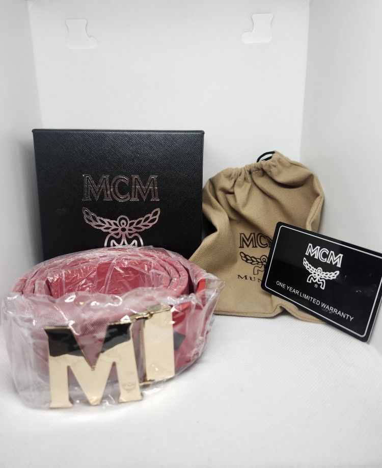 Red And Gold MCM Belt 33-35