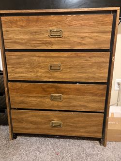 4-Drawer Wood Dresser with Brass Hardware