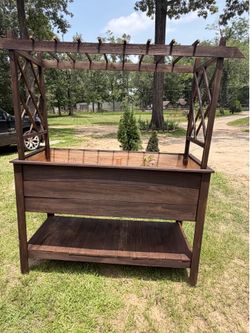 Massive cedar planter with pergola