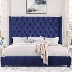 Brand New King Size Blue 6foot Tall Bed Frame With New Mattress/Fast Delivery 