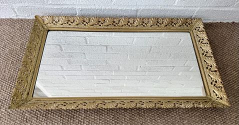 Large Vintage Vanity Mirror Tray with Gold Filigree Edging