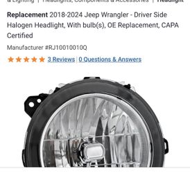 2018-2024 Jeep Wrangler Halogen Lights