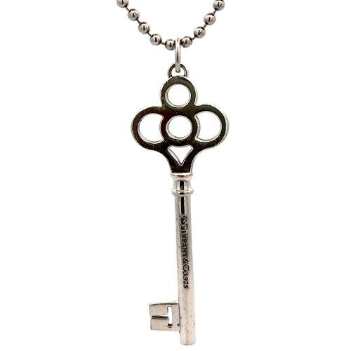 Tiffany & Co. Crown Key Pendant With 34" Bead Chain
