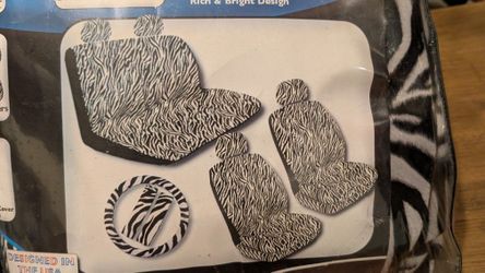 New Zebra Print Car Seat Cover Set Animal Pattern Universal Covers For Seats Like Leopard Tiger Black & White Cloth