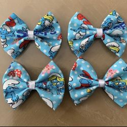 Smurfs Small Pigtail Bows Handmade 