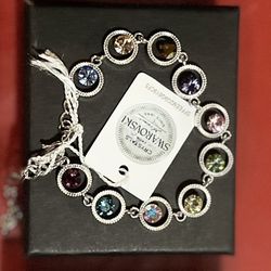 Swarovski Colored Crystal Earring, Bracket And Necklace Set