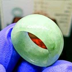 Burmese type A icy jade Jadeite Ring US7.5. Certified.