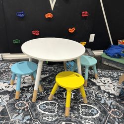 Retro Wood Mid Century Modern Kids Table And Chair Set
