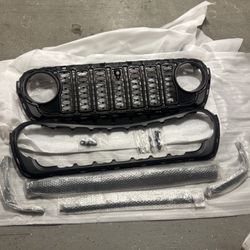 Front Mesh Grille Grid For 18-24 Jeep Wrangler Rubicon Sahara Sport JL/JT Trims
