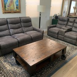 Reclining Sofa, Reclining Console Loveseat, and Coffee Table