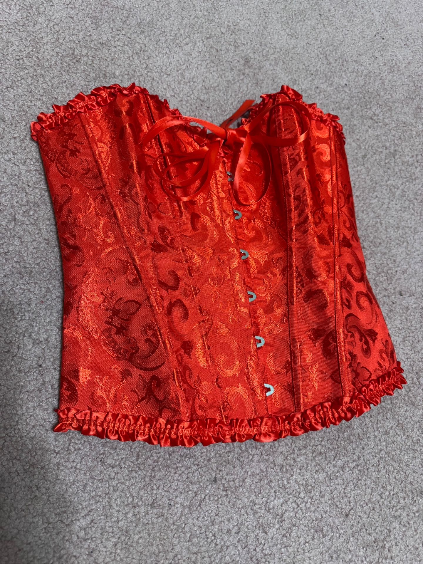 New large red corset renaissance Bridgerton Victorian costume Piriate festival