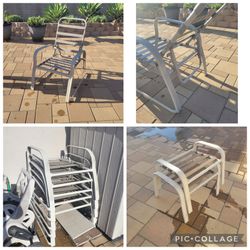 Patio Chairs (6) & 2 Footstools Reclining Hotel Lightweight