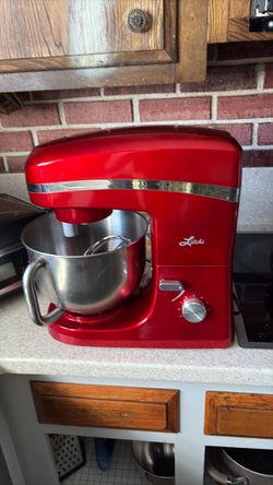 Litchi Red 5.5 Qt Stand Mixer w/ Stainless Bowl & Whisk - Works Great