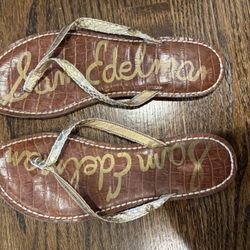 Brown Sandals With Gold Straps Women Size 6