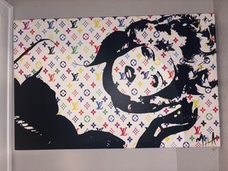 Large Louis Vuitton white multicolor pop art canvas (26x40)
