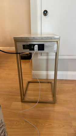 Faux Marble Side Table w/ power supply