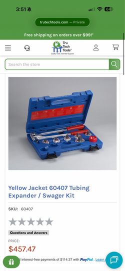 Yellow Jacket 60407 Tubing Expander / Swager Kit – Excellent Condition