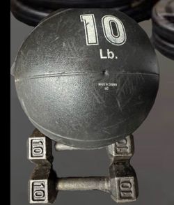 10 Lb Dumbbells, 10 Lb Med Ball, Foam Roller