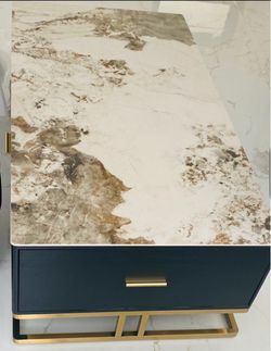 Coffee Table Modern with Marble Top and Gold Accents