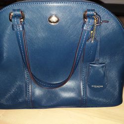 Coach Teal And Gold Shoulder Purse