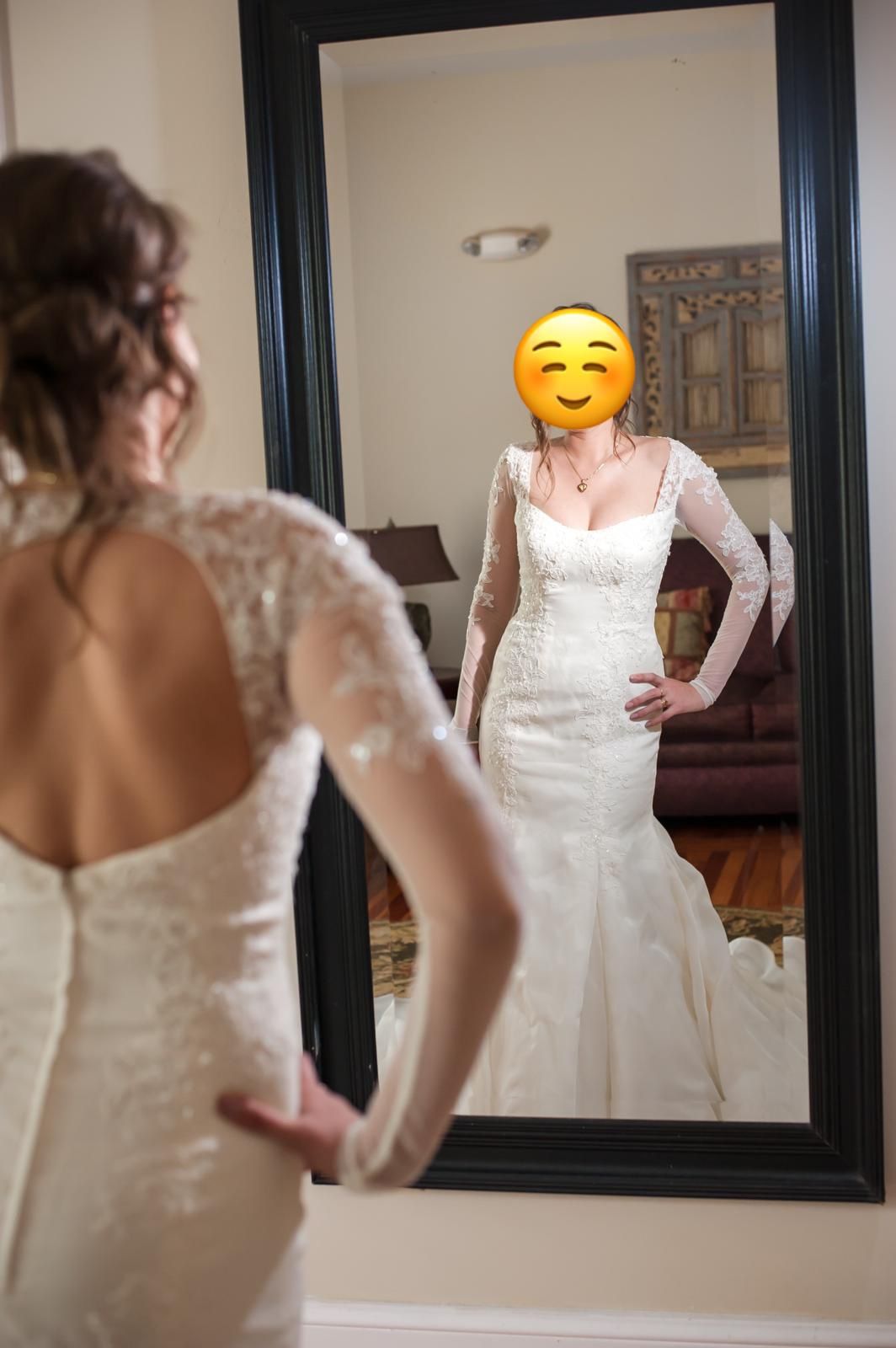 DAVID'S BRIDAL SLEEVE WEDDING DRESS